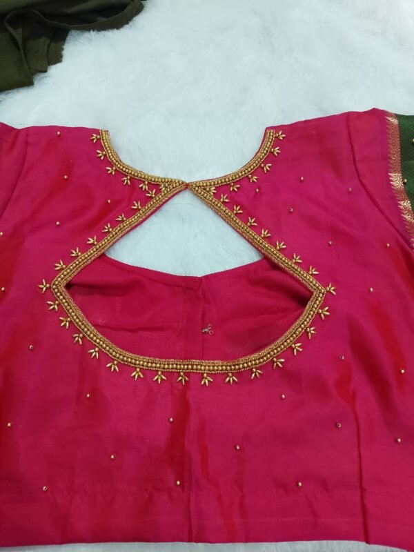 Elegant Cutwork Machine Embroidery Blouse – Timeless Beauty. Customized.SAF-SB.1412.