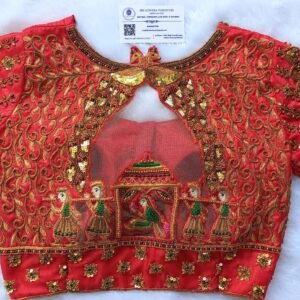 Bridal Heritage Machine Embroidery Blouse – A Regal Masterpiece.Customized.  SAF-BB-1221