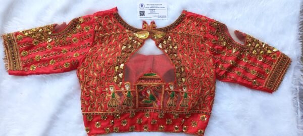 Bridal Heritage Machine Embroidery Blouse – A Regal Masterpiece.Customized.  SAF-BB-1221