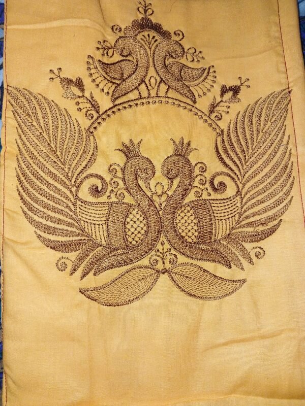 Exquisite Twin Peacock Machine Embroidery – A Symbol of Elegance . Get a Quote Today.